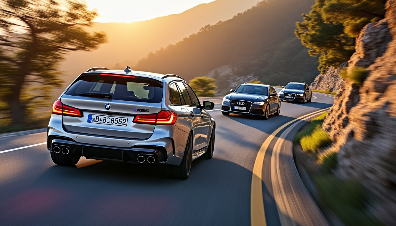 découvrez la puissance et le style de la bmw m5 touring dans un affrontement captivant face à l'audi rs6 et la mercedes e63. qui remportera le titre de meilleur break sportif ? plongez dans cette comparaison exaltante entre ces trois géants de l'automobile.