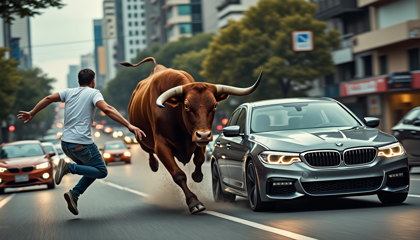 découvrez l'incroyable histoire d'un taureau en colère qui s'attaque à une bmw en poursuivant un homme au brésil. un événement surprenant mêlant nature sauvage et vie urbaine qui captive l'attention et suscite des réactions.