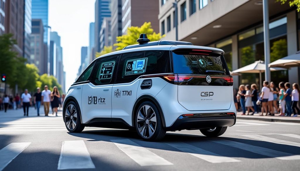 découvrez le volkswagen id. buzz, le minibus électrique qui redéfinit la mobilité urbaine avec son service de taxis autonomes innovant. embarquez pour un futur écoresponsable et connecté où confort et technologie se rencontrent.