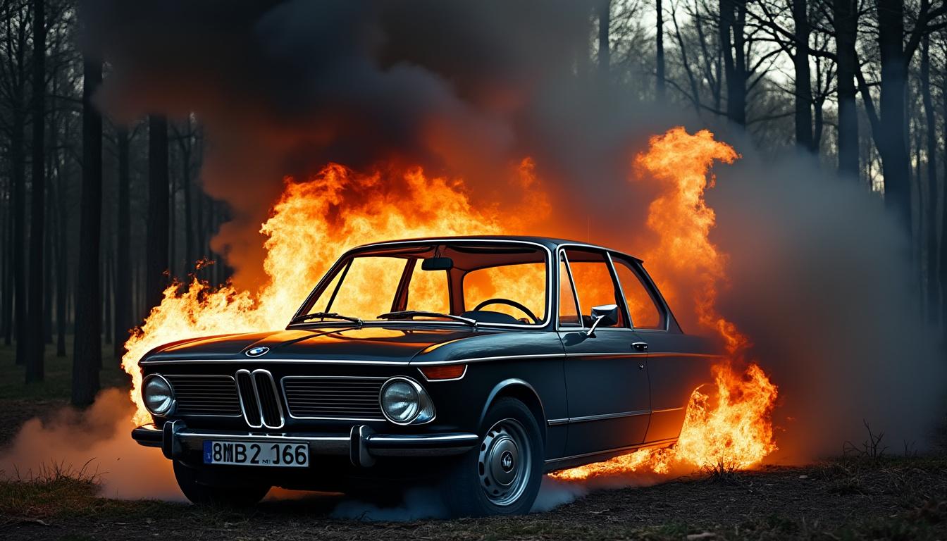 découvrez l'incroyable incident survenu à fontainebleau où une vieille bmw s'est enflammée, déclenchant un spectacle de flammes, de fumées et de détonations. plongez au cœur de cet événement dramatique qui a captivé les passants.