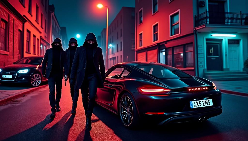 des voleurs audacieux ciblent des voitures de luxe comme la porsche caïman, l'audi tt et le range rover. découvrez comment ces véhicules prestigieux deviennent la cible de vols organisés.