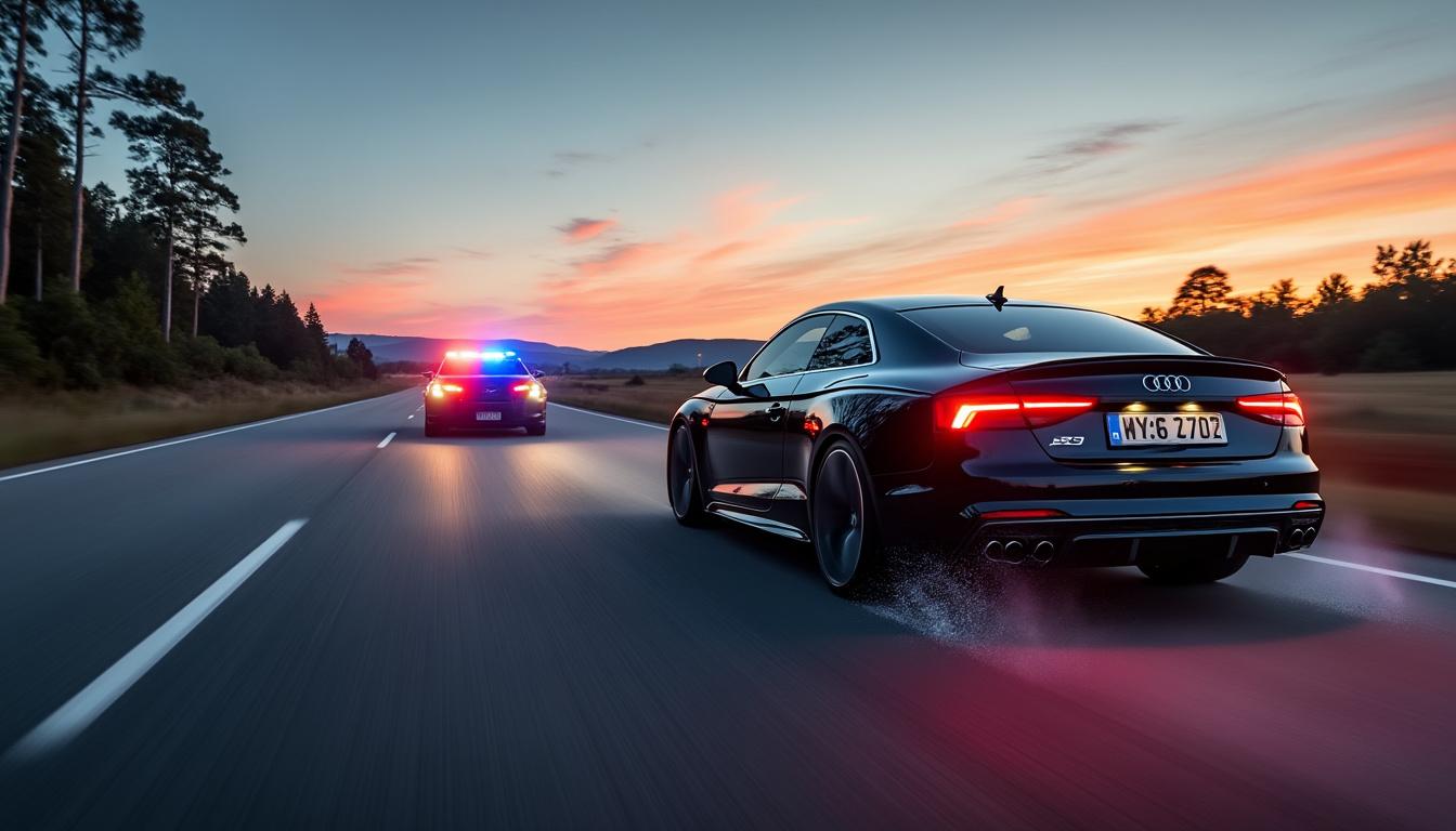 un conducteur a été arrêté sur l'a42 après avoir été flashé à 282 km/h au volant d'une audi rs5, alors qu'il roulait sans permis. découvrez les détails de cette infraction spectaculaire.