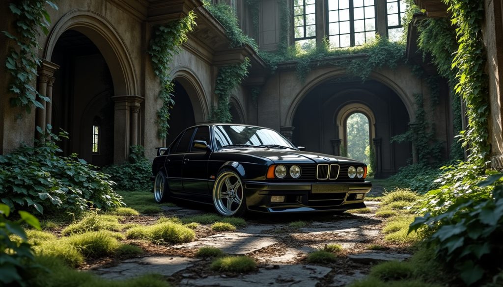 découvrez l’incroyable histoire d’un manoir abandonné où reposait, à l’abri du temps, une rare bmw m5 e34 parfaitement conservée. un trésor automobile dévoilé après des années d’oubli.