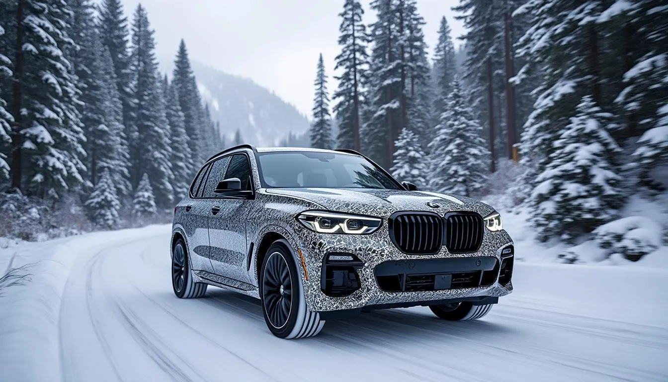 découvrez un premier aperçu du design innovant de la bmw x5 2026, surprenante et élégante, capturée en suède dans la nouvelle ère neue klasse.