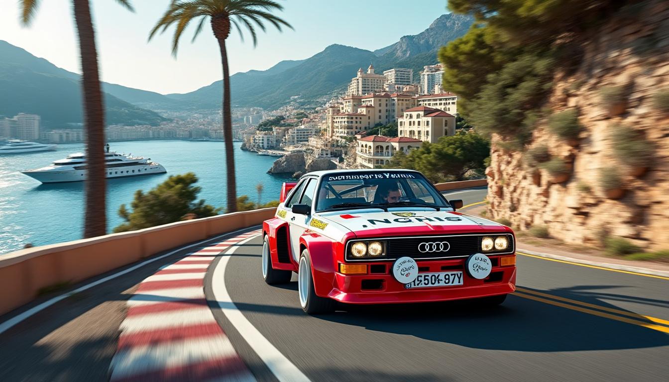 revivez la performance spectaculaire de fernando alonso à monaco au volant de l'audi sport quattro, poursuivant sa légende après son passage chez aston martin en f1.