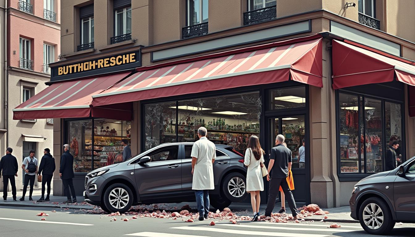 un octogénaire en seine-maritime confond les pédales et termine sa course dans une boucherie, causant surprise et dégâts.