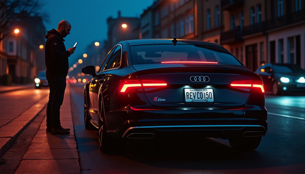 après le vol de son audi, le propriétaire coupe le moteur à distance et piège les trois voleurs.