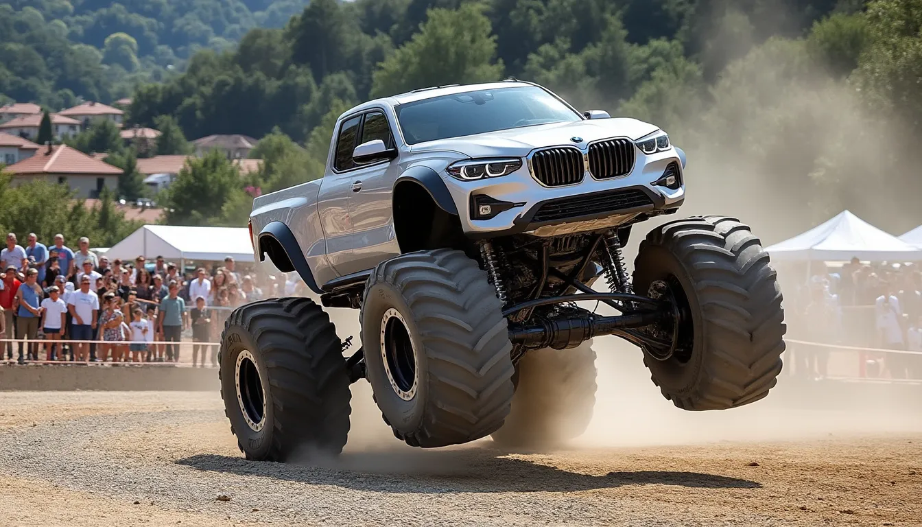 à manosque, les cascadeurs gontelle font rugir leurs 4x4 géants et écrasent des voitures dans un spectacle spectaculaire à découvrir.