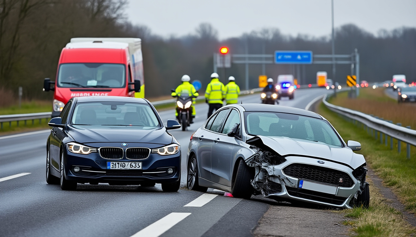 à marcinelle, une bmw et une ford sont entrées en collision à la sortie hiercheuse de l’a503. découvrez les détails de l’accident.